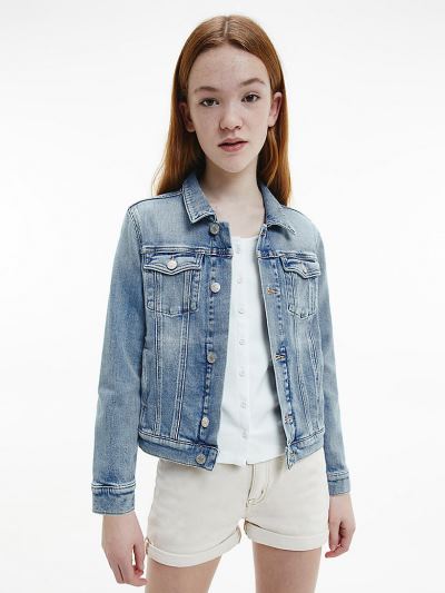 Calvin Klein Ruhák HU979056 | Calvin Klein Embroidered Lány Farmerkabát Kék